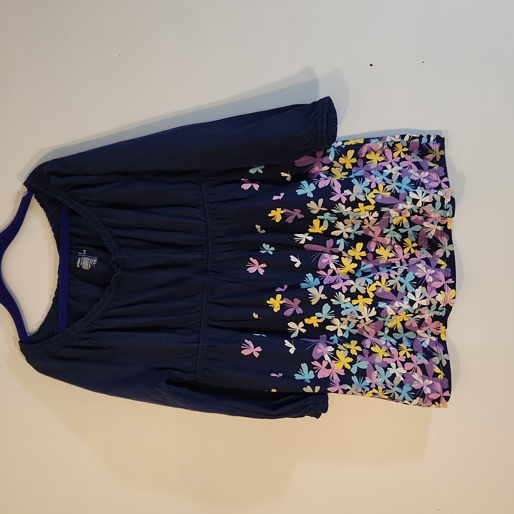 Top for girls size 10/12 color blue with butterfly